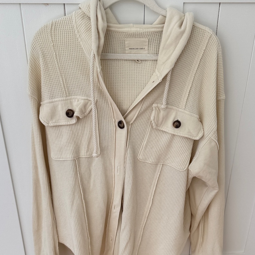 American Eagle Outfitters Cream Knit Hoodie